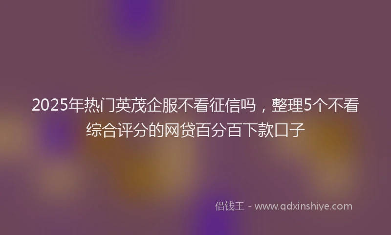 2025年热门英茂企服不看征信吗，整理5个不看综合评分的网贷百分百下款口子