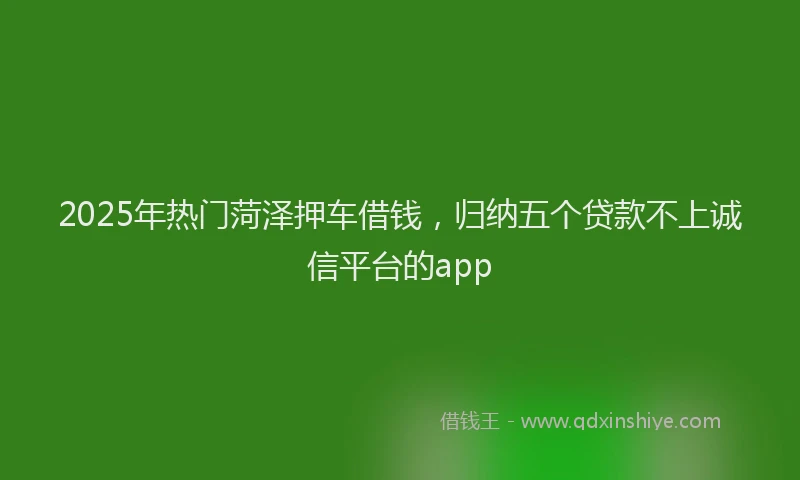 2025年热门菏泽押车借钱，归纳五个贷款不上诚信平台的app