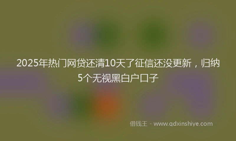 2025年热门网贷还清10天了征信还没更新，归纳5个无视黑白户口子