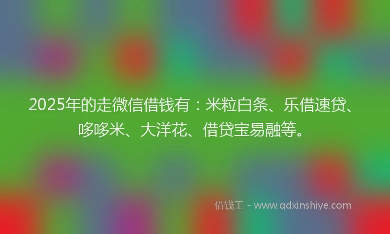 2025年的走微信借钱有：米粒白条、乐借速贷、哆哆米、大洋花、借贷宝易融等。