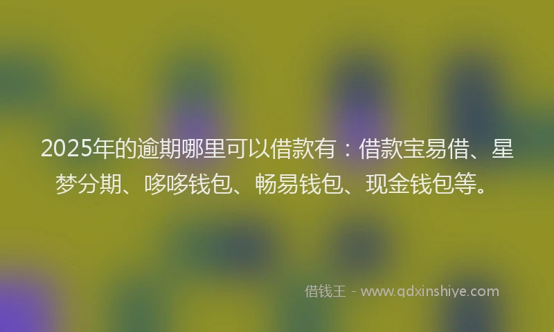 2025年的逾期哪里可以借款有：借款宝易借、星梦分期、哆哆钱包、畅易钱包、现金钱包等。