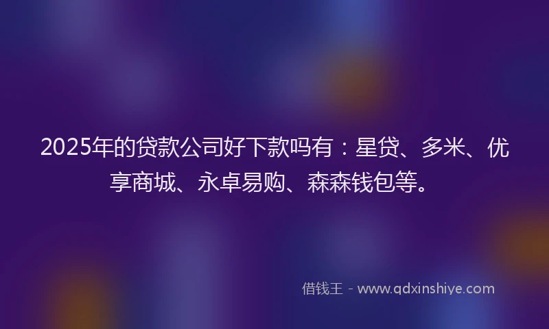2025年的贷款公司好下款吗有：星贷、多米、优享商城、永卓易购、森森钱包等。