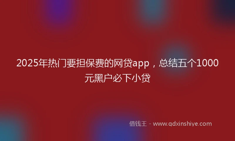 2025年热门要担保费的网贷app，总结五个1000元黑户必下小贷