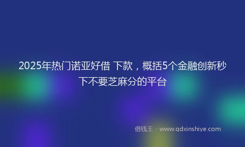 2025年热门诺亚好借 下款，概括5个金融创新秒下不要芝麻分的平台