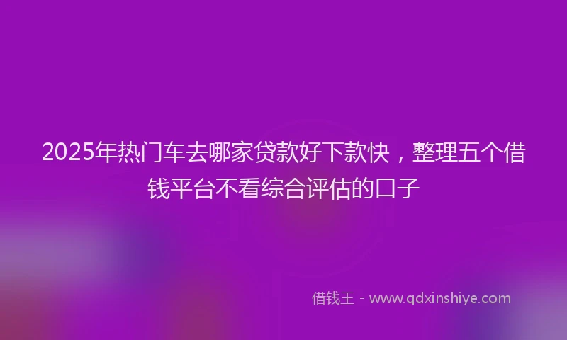 2025年热门车去哪家贷款好下款快,整理五个借钱平台不看综合评估的口子