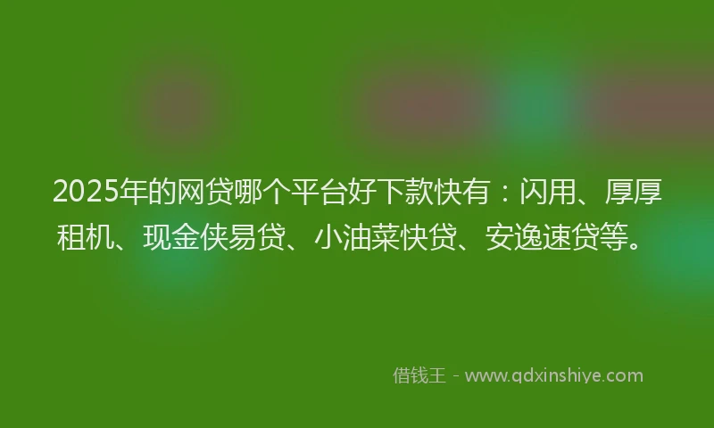2025年的网贷哪个平台好下款快有：闪用、厚厚租机、现金侠易贷、小油菜快贷、安逸速贷等。