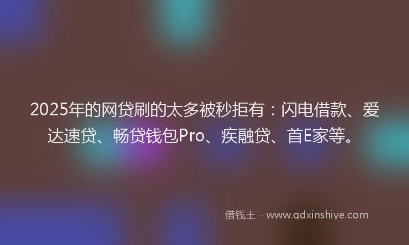 2025年的网贷刷的太多被秒拒有：闪电借款、爱达速贷、畅贷钱包Pro、疾融贷、首E家等。