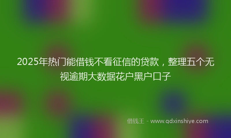 2025年热门能借钱不看征信的贷款，整理五个无视逾期大数据花户黑户口子