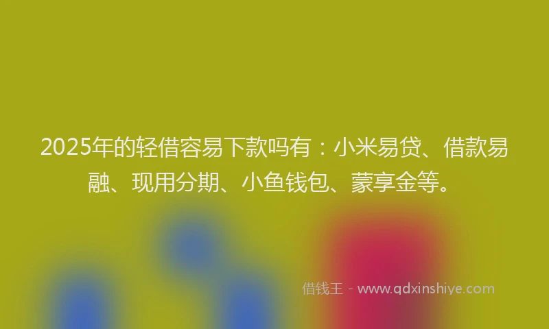 2025年的轻借容易下款吗有：小米易贷、借款易融、现用分期、小鱼钱包、蒙享金等。