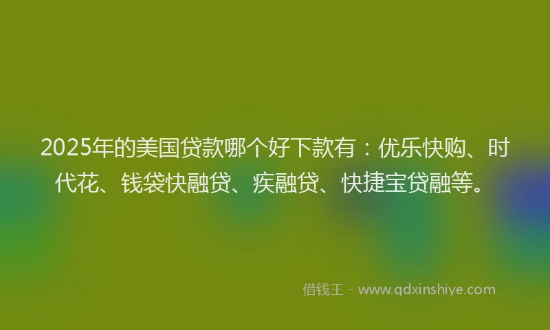 2025年的美国贷款哪个好下款有：优乐快购、时代花、钱袋快融贷、疾融贷、快捷宝贷融等。