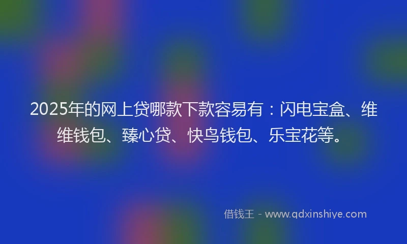 2025年的网上贷哪款下款容易有：闪电宝盒、维维钱包、臻心贷、快鸟钱包、乐宝花等。