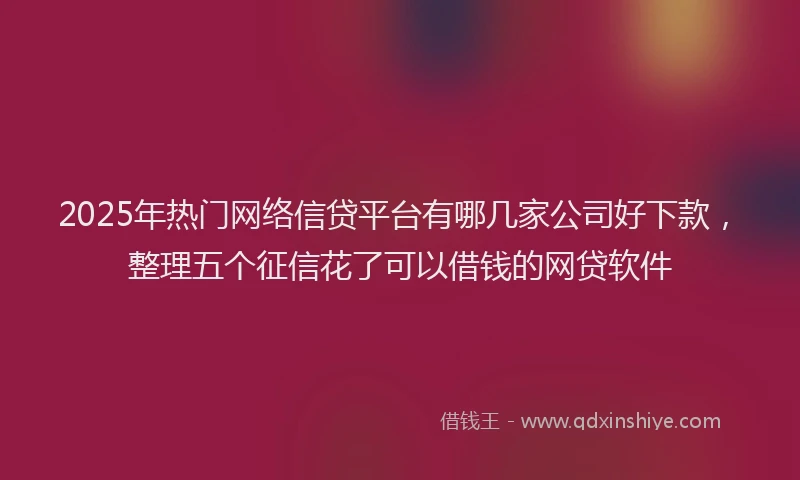 2025年热门网络信贷平台有哪几家公司好下款，整理五个征信花了可以借钱的网贷软件