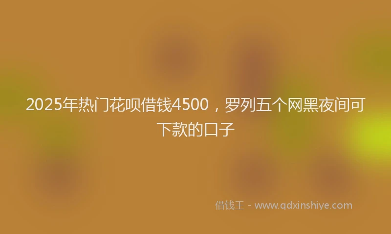 2025年热门花呗借钱4500，罗列五个网黑夜间可下款的口子