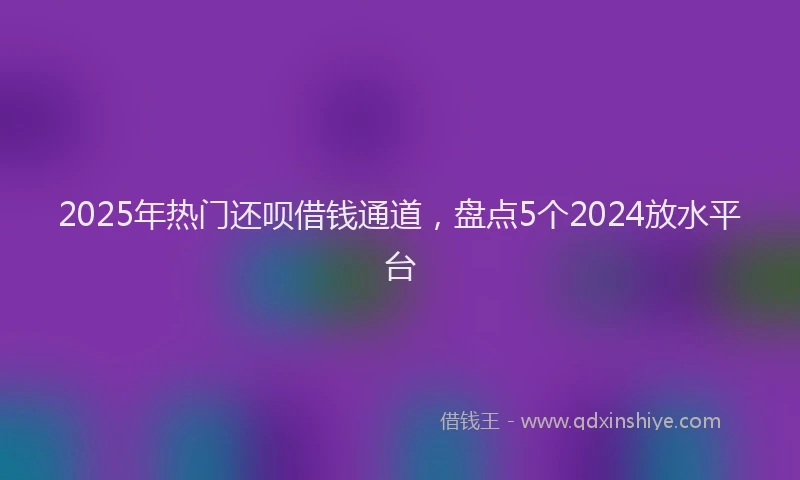 2025年热门还呗借钱通道，盘点5个2024放水平台