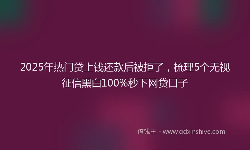 2025年热门贷上钱还款后被拒了，梳理5个无视征信黑白100%秒下网贷口子