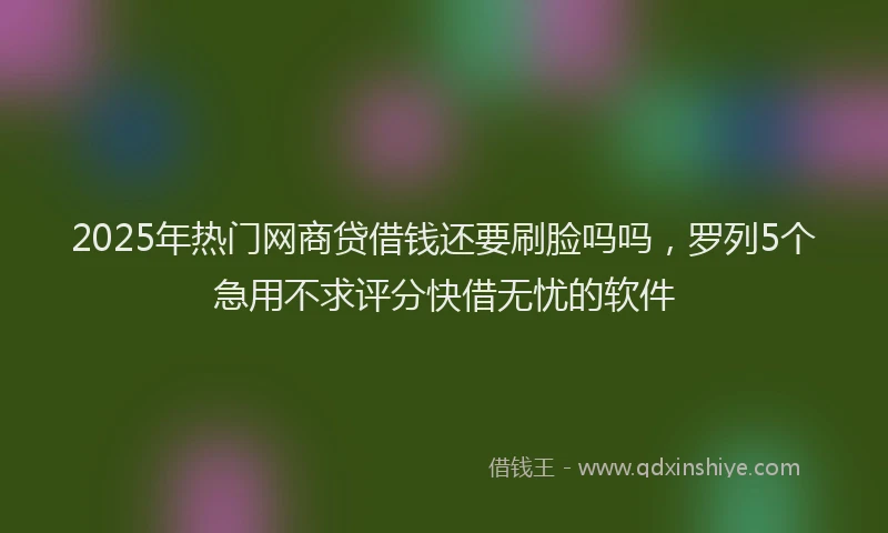 2025年热门网商贷借钱还要刷脸吗吗，罗列5个急用不求评分快借无忧的软件
