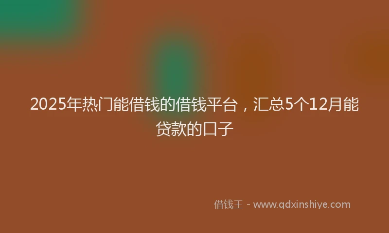 2025年热门能借钱的借钱平台，汇总5个12月能贷款的口子