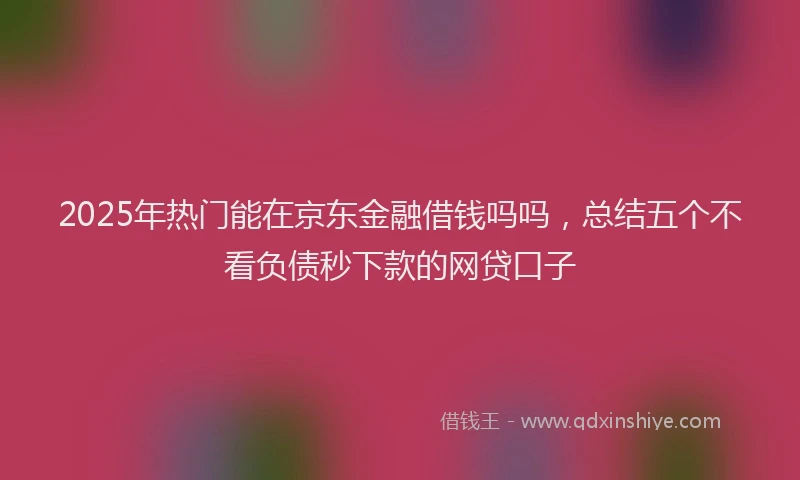 2025年热门能在京东金融借钱吗吗，总结五个不看负债秒下款的网贷口子