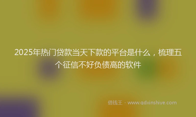 2025年热门贷款当天下款的平台是什么，梳理五个征信不好负债高的软件