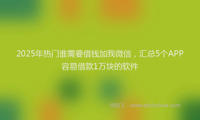 2025年热门谁需要借钱加我微信，汇总5个APP容易借款1万块的软件