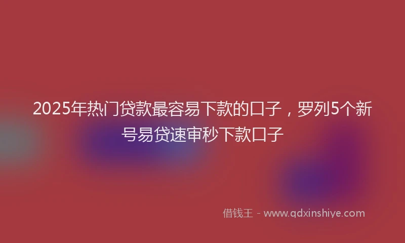 2025年热门贷款最容易下款的口子，罗列5个新号易贷速审秒下款口子