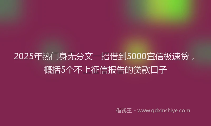 2025年热门身无分文一招借到5000宜信极速贷，概括5个不上征信报告的贷款口子