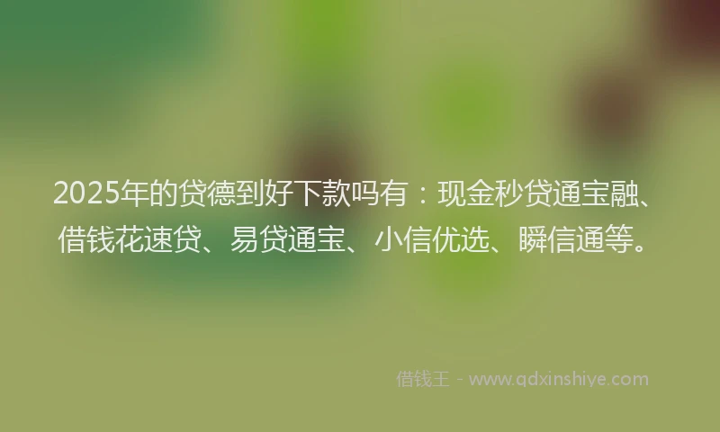 2025年的贷德到好下款吗有:现金秒贷通宝融、借钱花速贷、易贷通宝、小信优选、瞬信通等。
