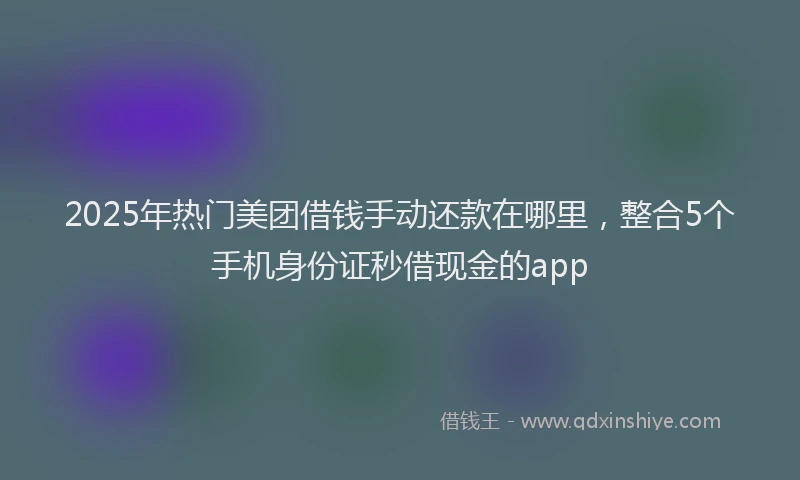 2025年热门美团借钱手动还款在哪里，整合5个手机身份证秒借现金的app