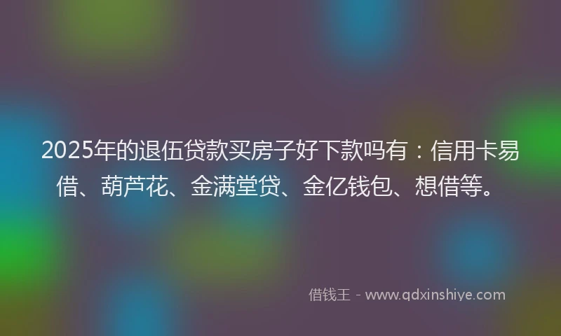 2025年的退伍贷款买房子好下款吗有：信用卡易借、葫芦花、金满堂贷、金亿钱包、想借等。