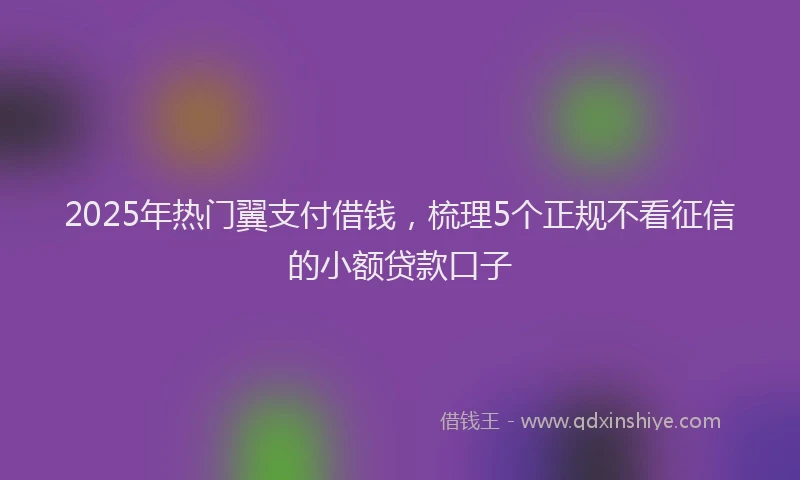 2025年热门翼支付借钱，梳理5个正规不看征信的小额贷款口子