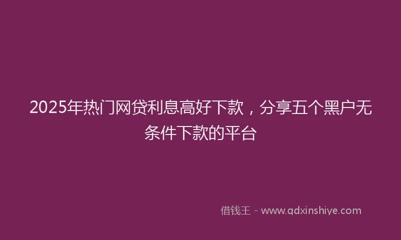 2025年热门网贷利息高好下款，分享五个黑户无条件下款的平台