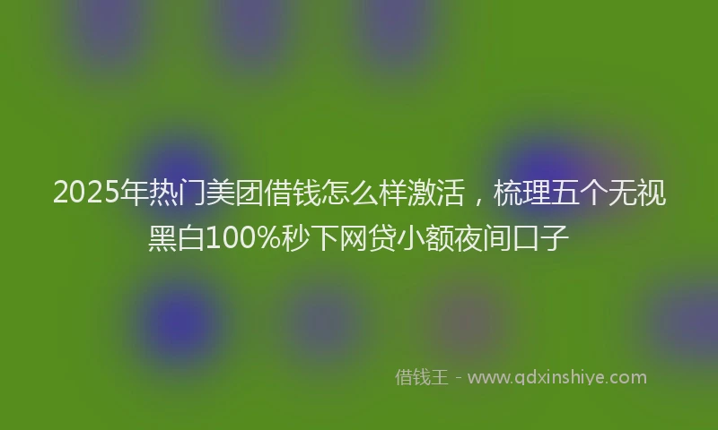 2025年热门美团借钱怎么样激活，梳理五个无视黑白100%秒下网贷小额夜间口子