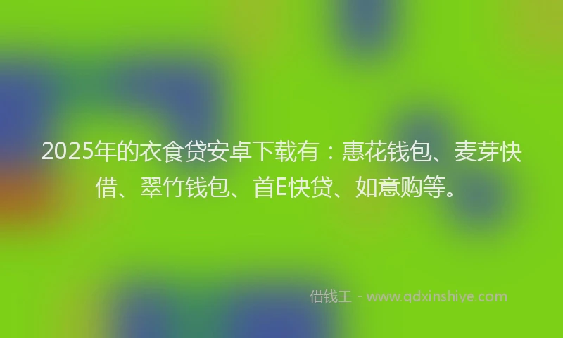 2025年的衣食贷安卓下载有：惠花钱包、麦芽快借、翠竹钱包、首E快贷、如意购等。