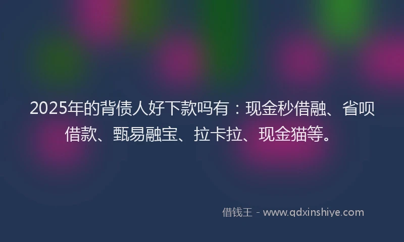 2025年的背债人好下款吗有：现金秒借融、省呗借款、甄易融宝、拉卡拉、现金猫等。