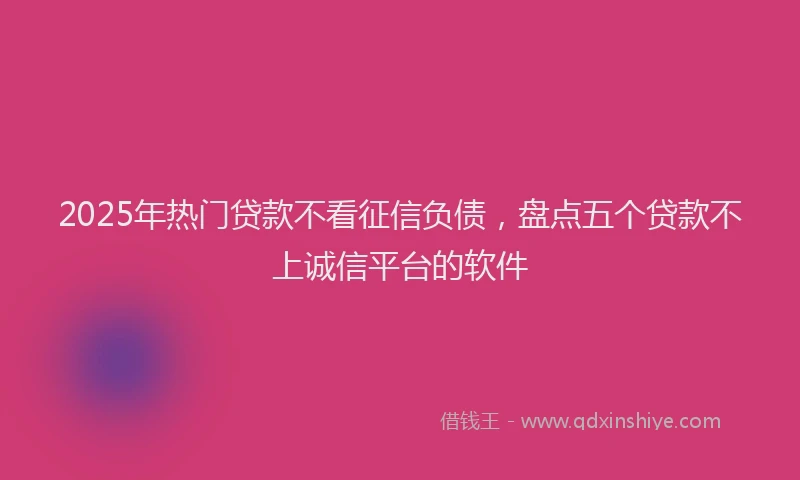 2025年热门贷款不看征信负债，盘点五个贷款不上诚信平台的软件