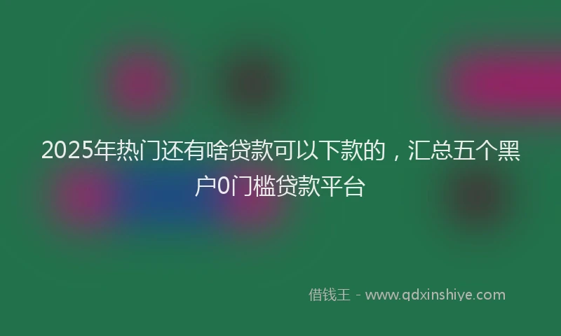 2025年热门还有啥贷款可以下款的，汇总五个黑户0门槛贷款平台