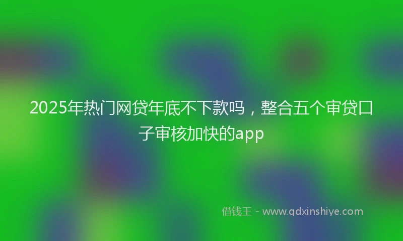 2025年热门网贷年底不下款吗，整合五个审贷口子审核加快的app