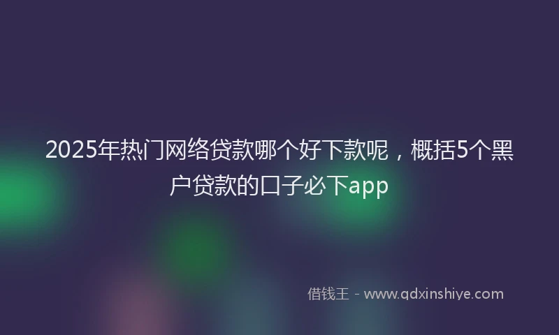 2025年热门网络贷款哪个好下款呢，概括5个黑户贷款的口子必下app