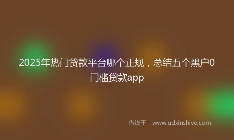 2025年热门贷款平台哪个正规，总结五个黑户0门槛贷款app