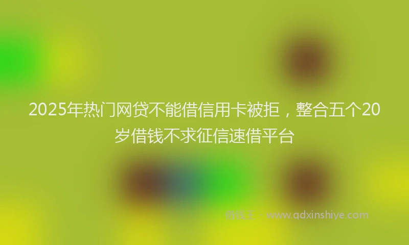 2025年热门网贷不能借信用卡被拒，整合五个20岁借钱不求征信速借平台