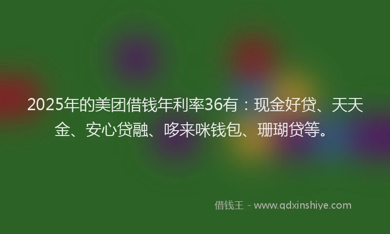 2025年的美团借钱年利率36有：现金好贷、天天金、安心贷融、哆来咪钱包、珊瑚贷等。