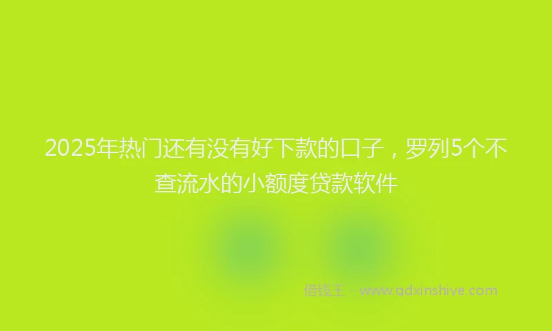 2025年热门还有没有好下款的口子，罗列5个不查流水的小额度贷款软件