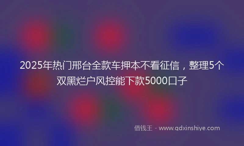 2025年热门邢台全款车押本不看征信，整理5个双黑烂户风控能下款5000口子