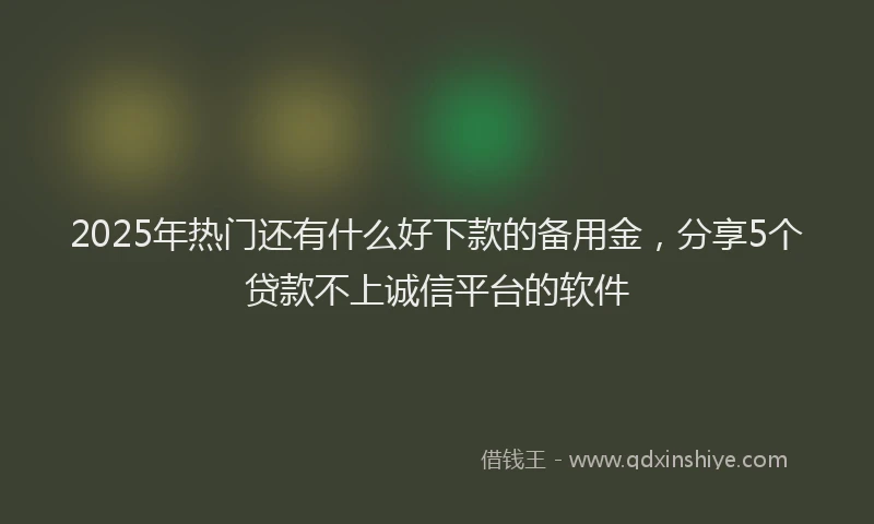 2025年热门还有什么好下款的备用金，分享5个贷款不上诚信平台的软件
