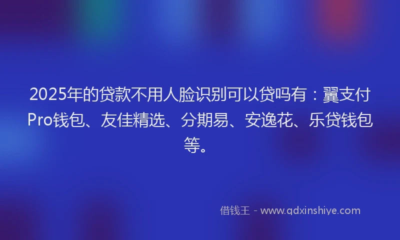 2025年的贷款不用人脸识别可以贷吗有：翼支付Pro钱包、友佳精选、分期易、安逸花、乐贷钱包等。
