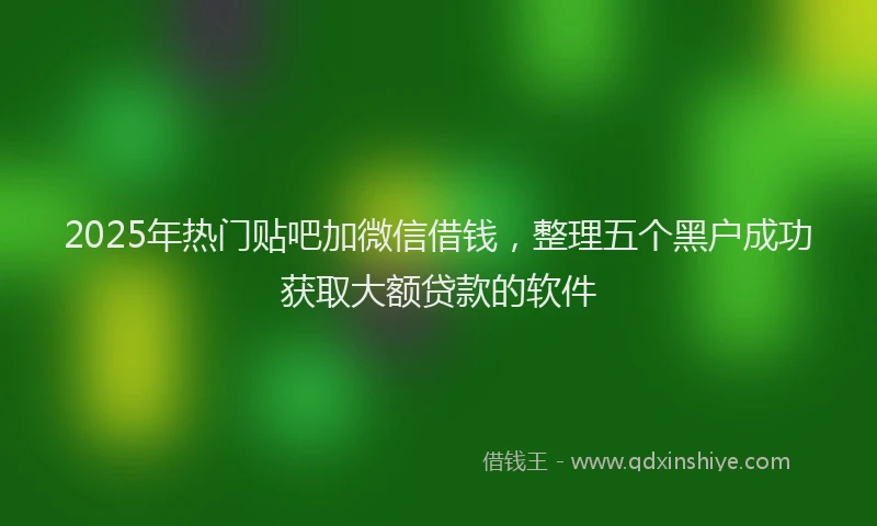 2025年热门贴吧加微信借钱，整理五个黑户成功获取大额贷款的软件