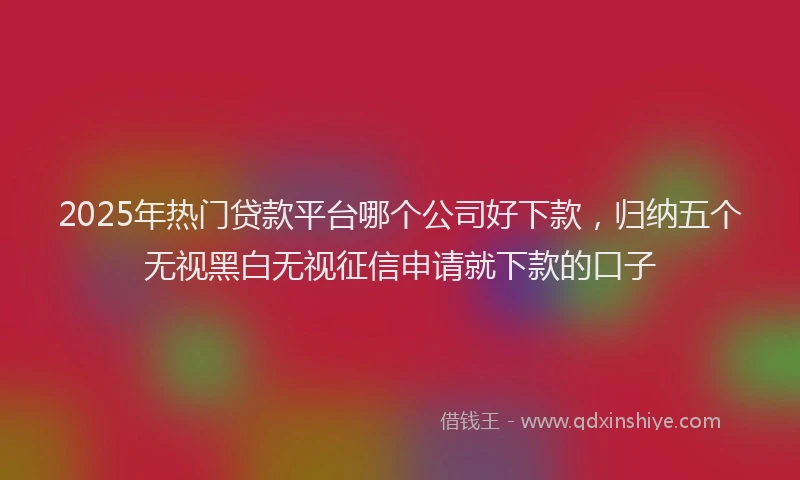 2025年热门贷款平台哪个公司好下款，归纳五个无视黑白无视征信申请就下款的口子
