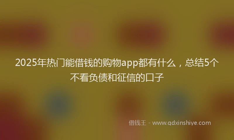2025年热门能借钱的购物app都有什么，总结5个不看负债和征信的口子