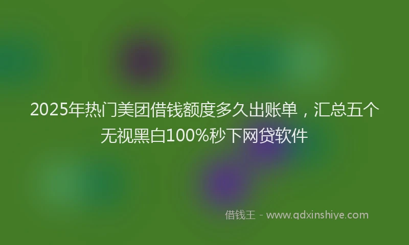 2025年热门美团借钱额度多久出账单，汇总五个无视黑白100%秒下网贷软件