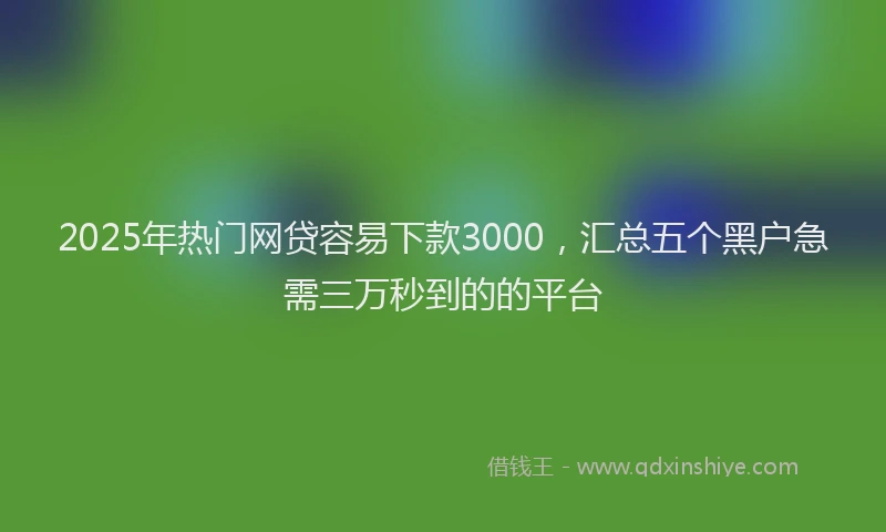 2025年热门网贷容易下款3000，汇总五个黑户急需三万秒到的的平台